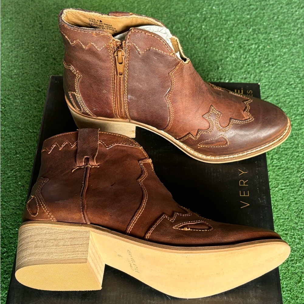 Very Volatile Western Brown Ankle Booties